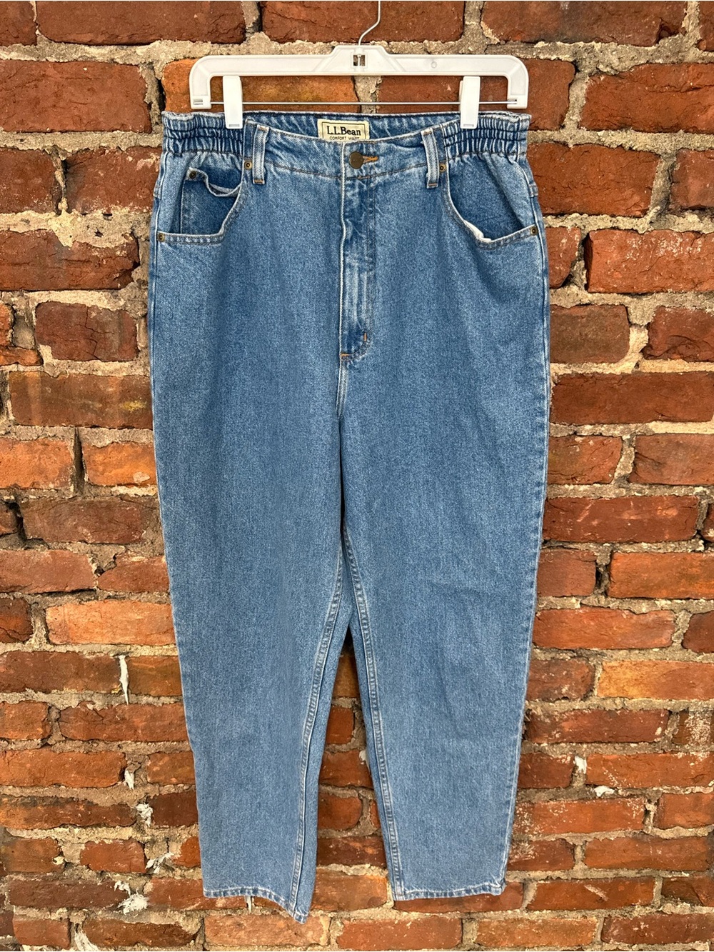 Vintage LL Bean Women’s Elastic Comfort Waist Straight Leg Jeans (100% Cotton)